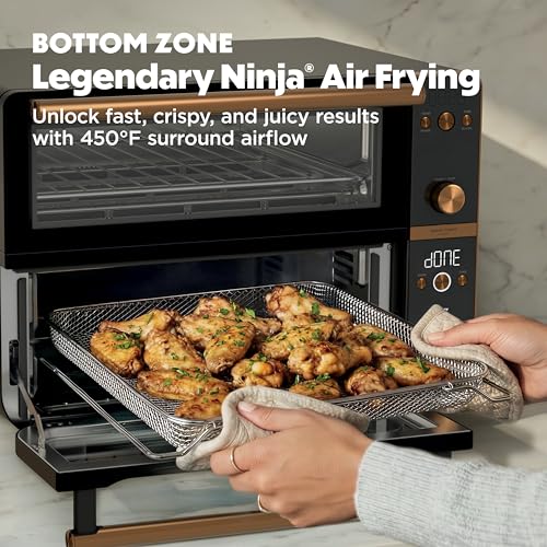 Image of Ninja Double Oven Pro Smart XL Countertop Oven & Air Fryer | 30.2 Qt Capacity |12-in-1 Versatility with Smart Finish & DualZone Tech to Cook 2 Meals at Once | Fit up to 4.5lb Chicken | Onyx | DCT801BK