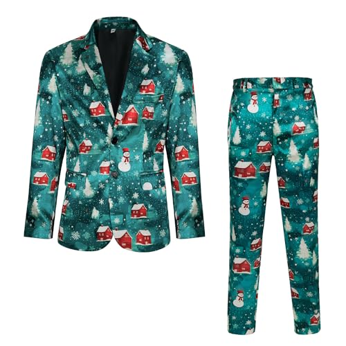 Men's Christmas Party Suit Casual Business Christmas Fun Ugly Printed Suit Set3