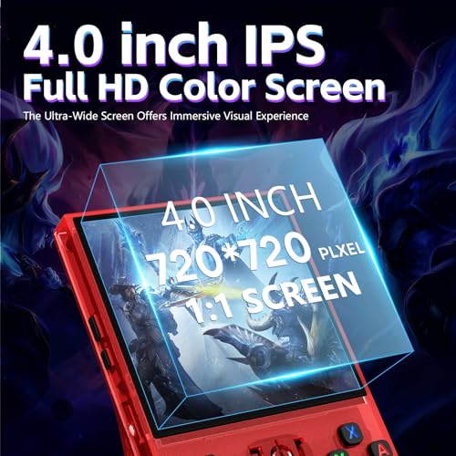 Image of R36MAX Retro Handheld Game Console, Retro Gaming Console 4.0'' IPS HD Screen, Portable Video Game Console with Open Linux System & 4000mAh Battery (Red 64GB)