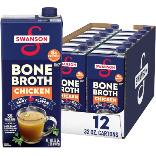 SWANSON S Chicken Bone Broth, 32 Ounce Resealable Carton (Pack of 12)