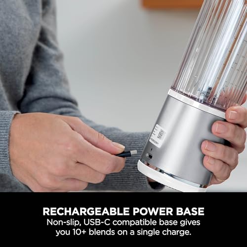Image of Ninja Blast Portable Cordless Blender (BC151WH) 530ml | USB-C Rechargeable | Crushes Ice & Frozen Fruit | BPA Free, Leak-Proof Travel Lid Stainless Steel Glossy White