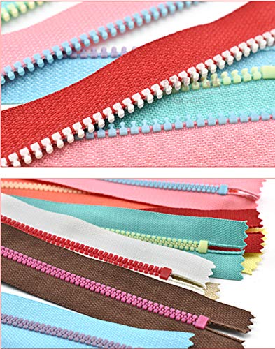 Cremalleras de Colores,Cremalleras de Resina 10 Piezas 40cm Cremalleras de Costura con Anillo de Metal para Sastre Costura Manualidades Bolsa Ropa