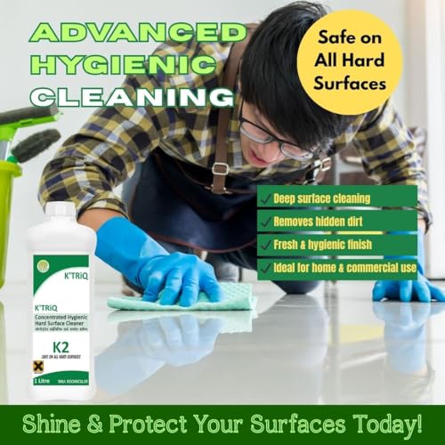 Image of K'TRiQ K2 Hygienic Disinfectant Surface & Floor Cleaner Liquid | Suitable for All Floors (Kitchen, Toilet, Bathroom & Office Surface Cleaner) | Kills 99.9% Germs (1 Liter,Pack of 6)