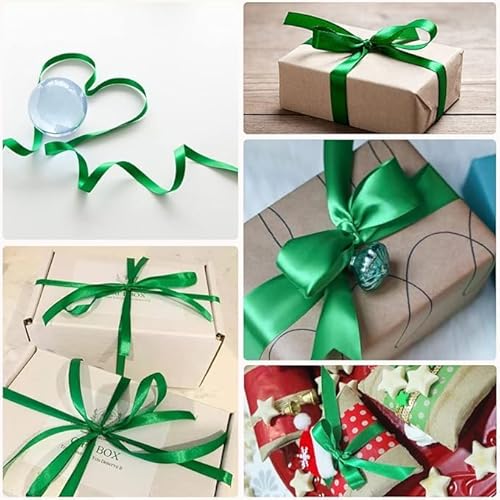 22m x 10cm Wide Green Satin Ribbon, Green Thick Wedding Car Ribbon for Gift Wrapping, Bouquet, Cake, Craft Decorations, Premium 4 Inch Florist Ribbons for Christmas Birthday Present - Image 4