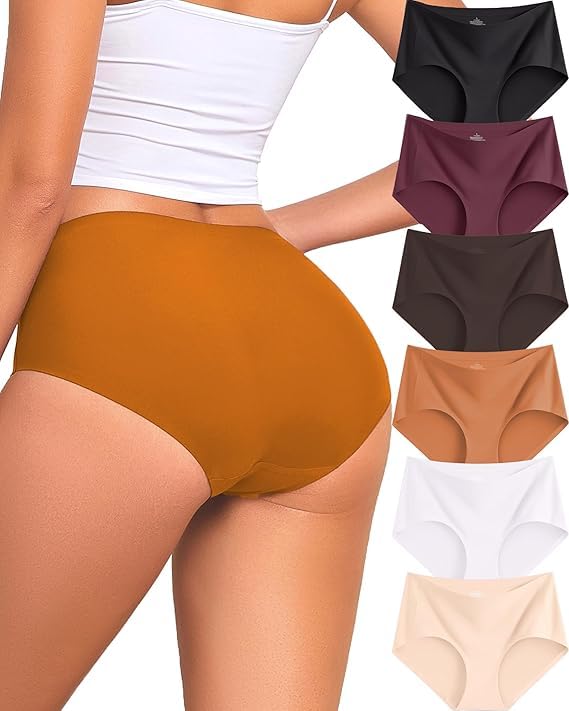 louryn koulyn 6 Pack Womens Seamless Underwear Full Coverage No Show Hipster Panties Stretchy Invisible Briefs Bikini Lingerie-picture-54