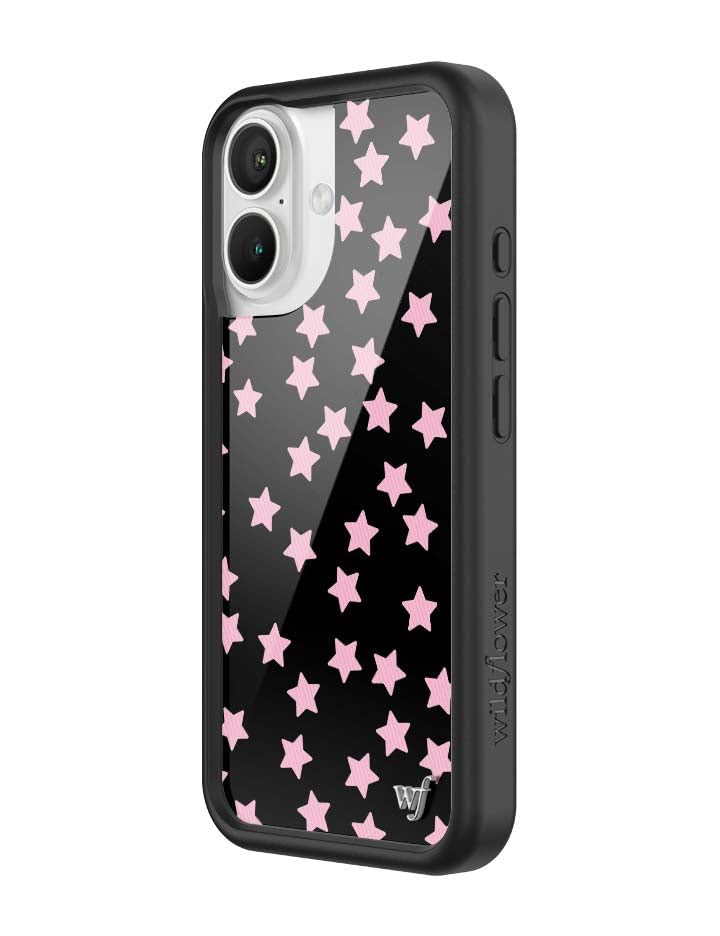 Image of Wildflower Cases - Compatible with iPhone 16 | Protective Black Bumper, 4ft Drop Test Certified, Women Owned Small Business | Pink Trendy y2k Alt Girl Super Cute Star
