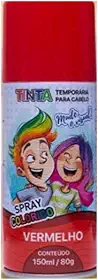 Tinta Temporária para Cabelo Spray, 150 ml, Lavável, Cores Vibrantes, para Festas,Eventos escolares, aniversários, carnaval, festas à fantasia, shows e comemorações especiais. (Vermelho)
