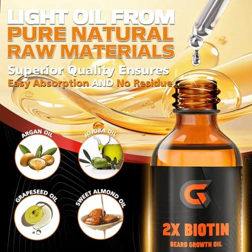 Gentrymancare 2X Biotin Beard Growth Oil - Natural Organic Leave In Conditioner & Softener - Mustache/Facial Hair Thickener thumb #4