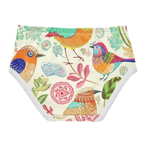 Watercolor Birds Floral Leaves Little Girl Panties Toddlers Underwear Floral Cotton Bright Briefs Kids Undies 2t2