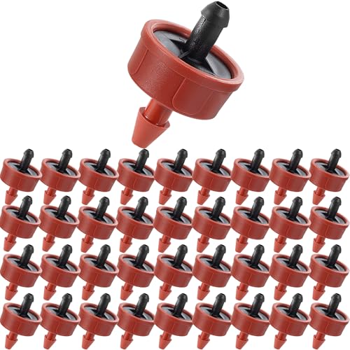 200Pcs 1 GPH Pressure Compensating Irrigation Spot Drippers Constant Flow Barb Outlet Watering Dripper Emitters Heads Parts for 1/4 Inch Watering Tubing Line for Garden Pots Plant Irrigation Systems