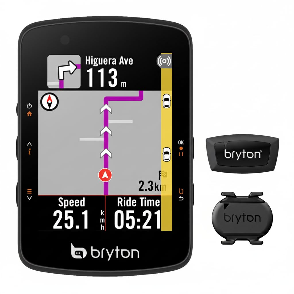 Bryton Rider 550 Ciclocomputador GPS Sensor Bundle con 37 Horas de batería, Pantalla a Color de 2,8 Pulgadas y navegación para Bicicleta