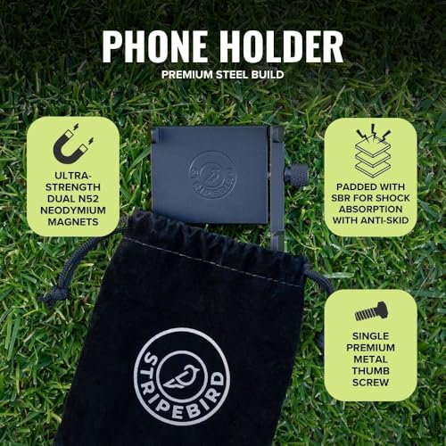 Image of Stripebird - Original Golf Magnetic Phone Holder - Golf Cart Accessory - Slim Smartphone Mount - Store & Access Cell - Ultra Strong Magnet