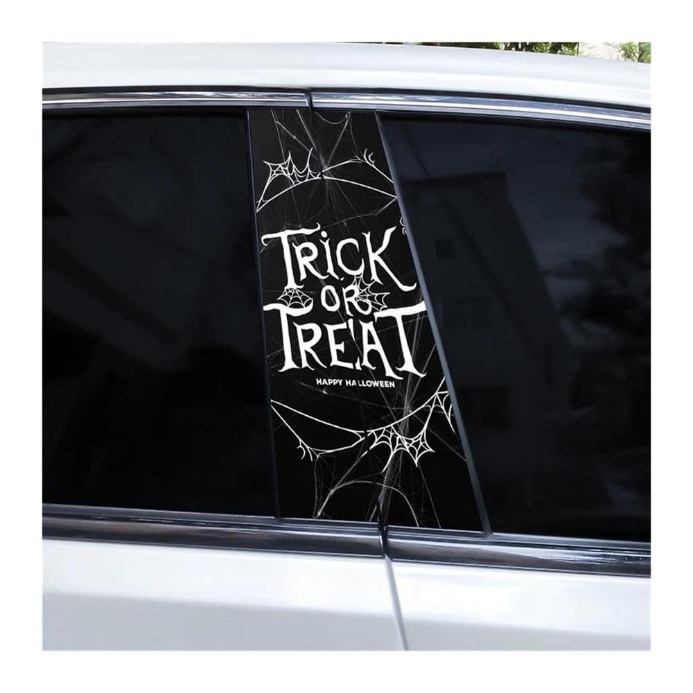 Autocollants de colonne centrale pour voiture look Halloween en noir et blanc