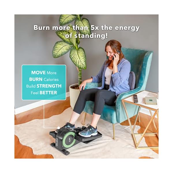 Cubii JR2, Under Desk Elliptical, Under Desk Bike Pedal Exerciser, Seated Elliptical, Work from Home Fitness, Mini Elliptical Machines for Home Use, Cubii Exerciser for Seniors, Desk Exercise, Green