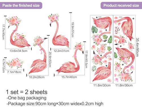 Vinilos Decorativos 3D Flamingo Rosa 2 Láminas 30x90 cm miniatura 2