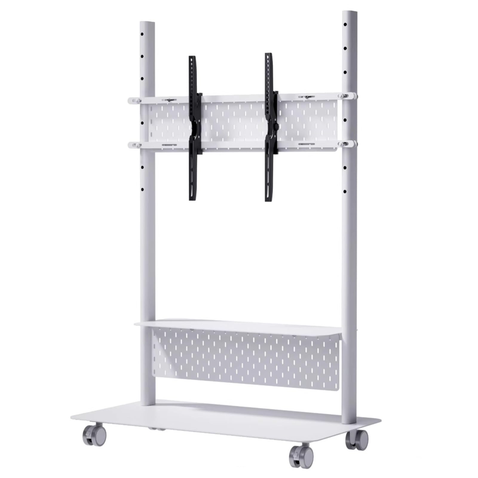 DFGHNBVC Tv Stand, Mobile Tv Cart, Entertainment Center, Rolling Tv Stand, Television Stands, Modern Tv Stand, Floor Tv Stand With Wheels, For 50-75 Inch Tv, For Home Office,White-2