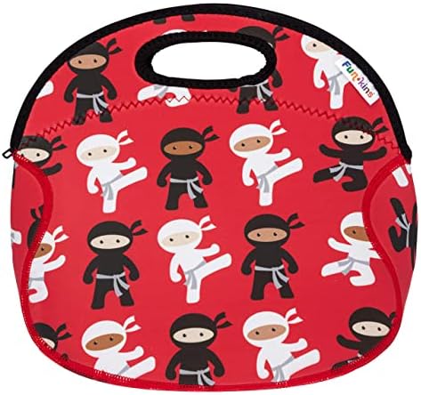 Funkins Insulated Lunch Bag for Kids | Spacious, Durable, Machine Washable | Premium Quality | Interior Pocket & Name Tag | Easy to Pack, Folds Flat for Storage | Large Size Lunch Bag (Ninjas)