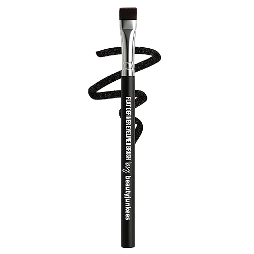 Beauty Junkees Flat Eyeliner Brush - Professional Precision Makeup Brush for Sharp Eye Liner, Eyebrow Shaping & Concealer Application