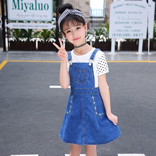 Image of KIDSCOOL SPACE Girls Denim Skirts,Little Big Girls Soft Stretchy Jeans Overall Dress