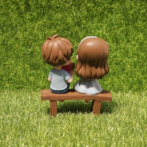 Image of Miniature Cute Watermelon Couple Figurines for Home Decor Fairy Garden Dollhouse Accessories Tabletop Showpiece Gift Item Set of 2 Blue