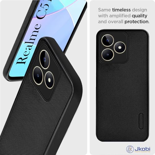 Image of Jkobi Back Cover Case for Realme C51 (Textured Grip Design | Camera Protection | Slim and Light Weight | Soft Touch and Feel | Black)