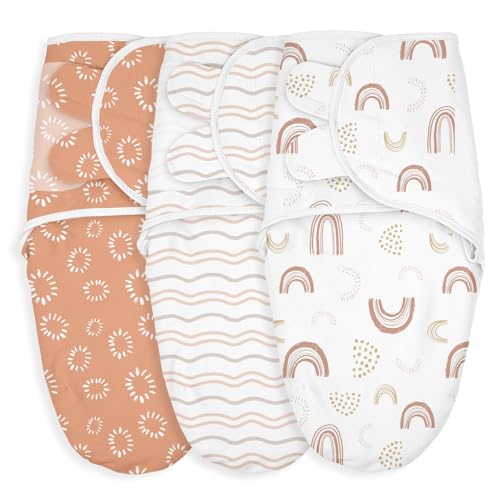 Image of GLLQUEN BABY Swaddles for Newborn - 3 Pack Swaddle 0-3 Months, for Newborn Baby Boys and Girls, Soft Swaddle Blanket Wrap, Easy Change, Rainbow & Wave