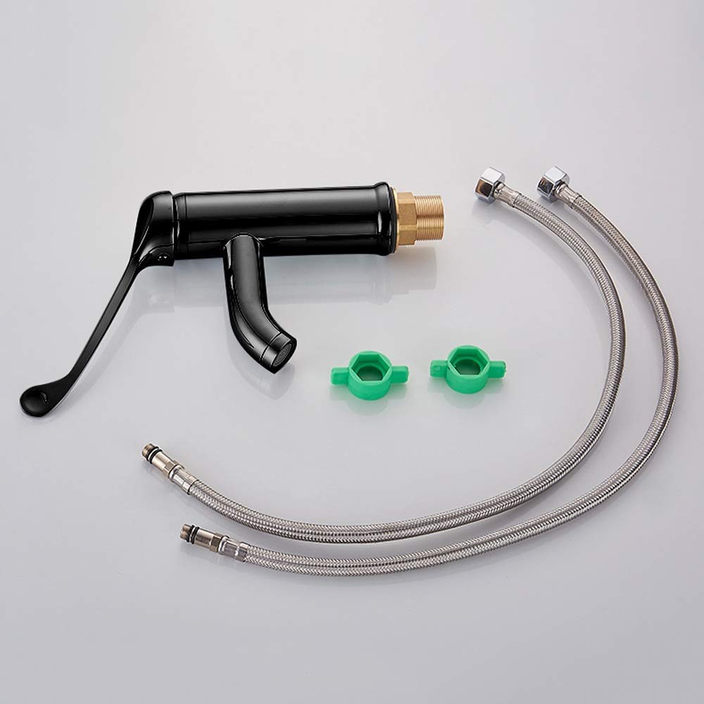NATWEE Mischbatterie, Schwarze Farbe, medizinischer Wasserhahn mit langem Griff, Warm- und Kaltwasserhahn, Kupfer-Labor-Winkelstück, berührt die Mischbatterie, Krankenhaus-Waschbecken,