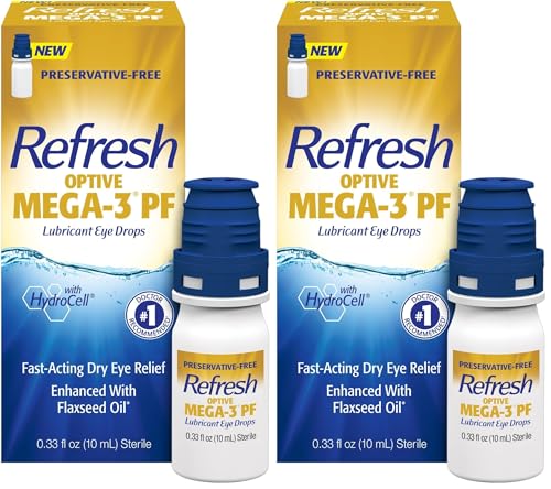 Image of Refresh OPTIVE MEGA-3 PF Lubricant Eye Drops Preservative-Free Artificial Tears, 0.33 fl oz (10mL) (Pack of 2)