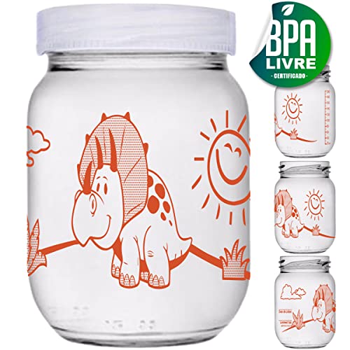 5 Potes de Vidro Armazenar Leite Materno, Graduação 200ml - DINOS267