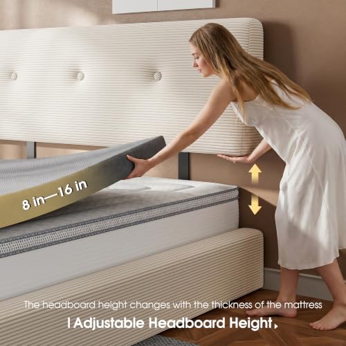 Image of EnHomee Cloud Bed Frame Full Size with Adjustable Headboard