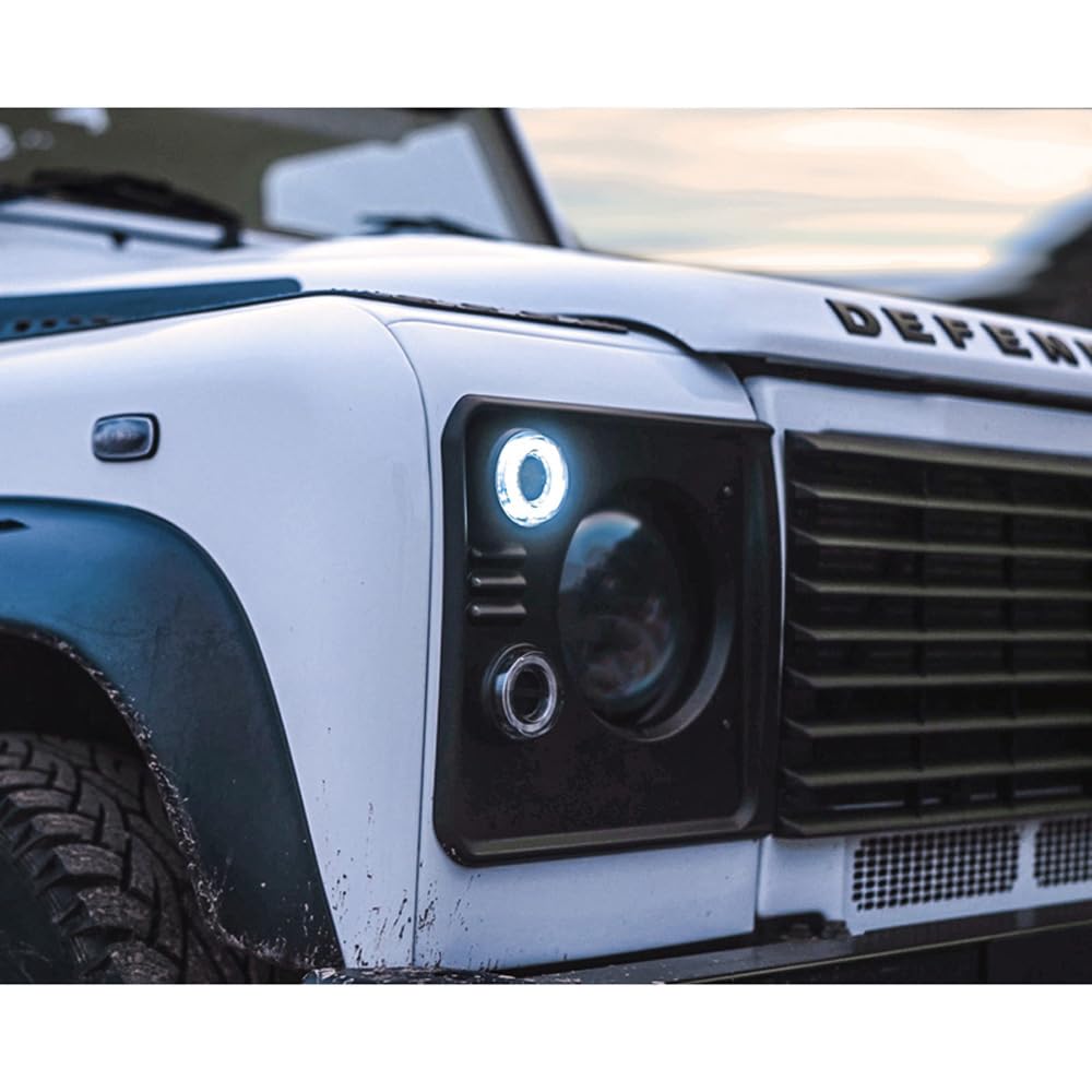 Glohh Światła przednie LED GL-2 kompatybilne z Landrover 90/110 1983-1990 & Defender (LD) 1990-2016 - Przezroczyste (4-częściowe)
