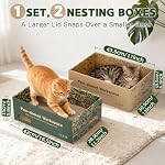 6 Pack Cat Scratch Pad with Nested Boxes, Space-Saving Cat Scratcher Set, Reversible Pads with 2 Lounge Beds for Indoor Cats & Kittens - Image 3