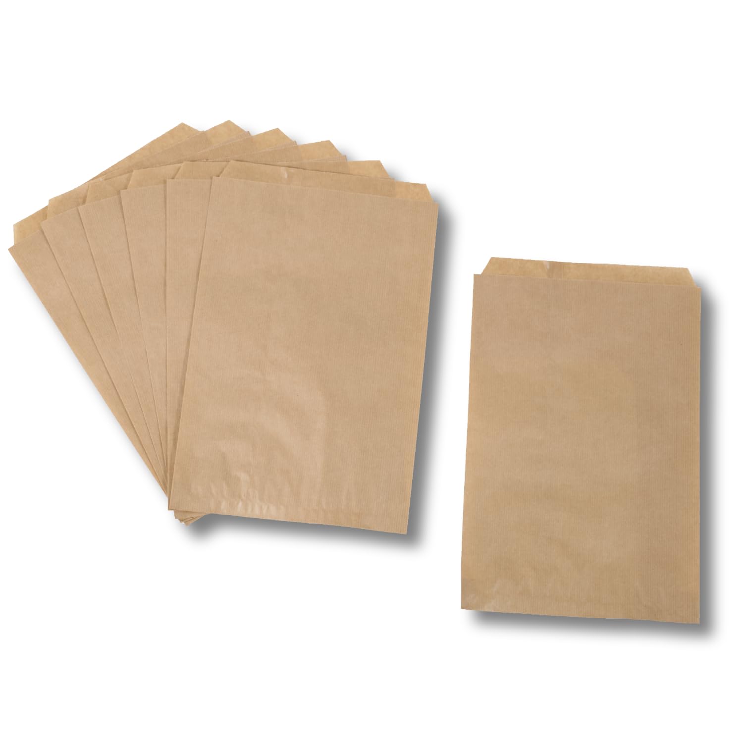 dm-folien Bolsas de papel, 2000 unidades, 160 x 230 + 20 mm, muchos tamaños, bolsas de papel de estraza de 40 g/m², bolsas de pan aptas para alimentos, bolsas de papel kraft reciclables para regalos y