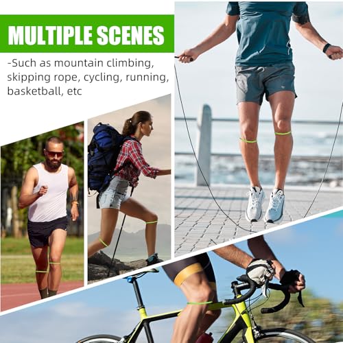 Image of Foilswirl Silicone Patella Knee Band for Basketball Patella Tendon Support Knee Pain Running Tendon Brace Support Strap(2,Fluorescent Green,M)
