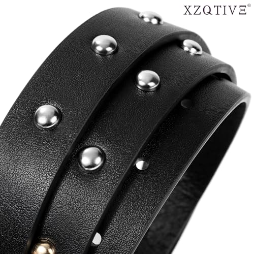 xzqtive leather belts for women fashion vintage punk studded ladies belt for jeans pants casual