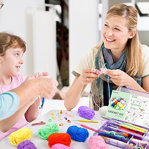 Image of Inscraft Crochet Yarn Kit for Beginners Adults & Kids, Includes 1650 Yards 30 Colors Acrylic Skeins, Hooks, Purple Bag etc, Make Amigurumi & Crocheting Projects, Starter Set for Professionals