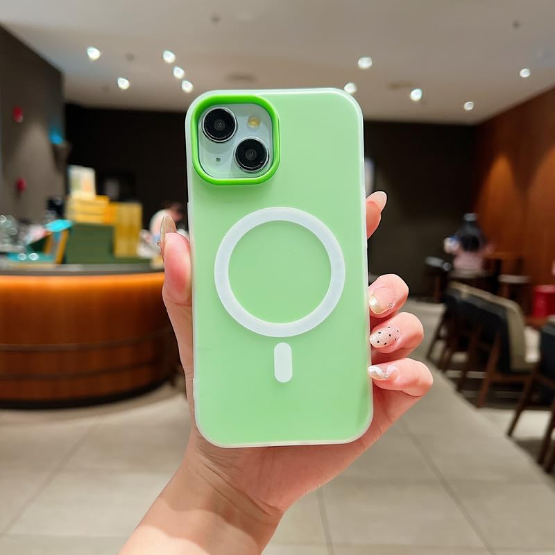 Image of LuxuryKase Magnetic Silicone Candy Case for iPhone 15 | MagSafe Compatible | Slim Protective Case | Lightweight & Flexible | Wireless Charging | Soft Matte Finish - Green