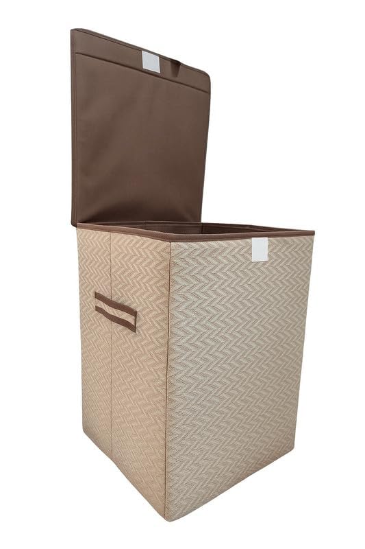 Laundry Basket for Clothes with Lid | Laundry Bag Foldable | Laundry Bag for Clothes | Clothes Basket | Basket for Clothes Storage (brown wave)-image-13