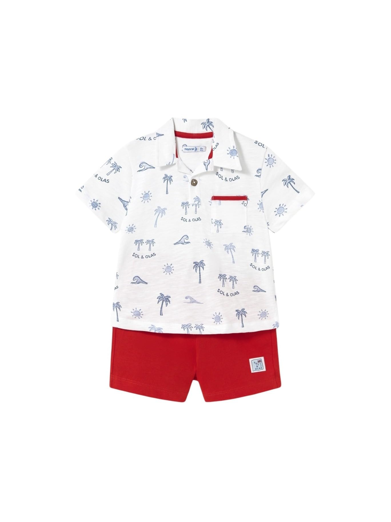 Mayoral Conj. Punto Polo Estampado para bebé niño Rojo