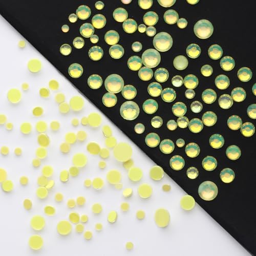 Image of F Yellow Flatback Rhinestones, Glass Rhinestones for Nail Art and Craft, Glue Fix, Loose Crystal Gemstones(F Yellow, SS8, 1440pcs, 2.3-2.5mm)