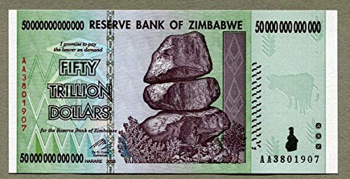 ZWD banco de la Reserva de Zimbabwe Z billete de dólar $ – 50 Billones de dólares – menta Nueva condición