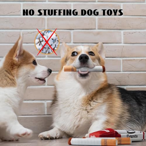 Sobeta Giggle Zigaretten-Hundespielzeug, quietschendes Hundespielzeug, lustiges Zigaretten-förmiges Plüsch-Hunde-Selbstspielspielzeug, interaktives Spielzeug für kleine, mittelgroße und große Hunde