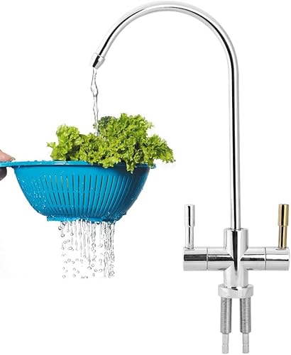 Miniatura 6 de Grifo de fregadero de doble agujero, filtro de agua potable, 2 manijas para fregadero de cocina, ósmosis inversa cromada