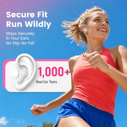 Image of ANCwear Wireless Earbuds with Mini Handbag Case, 22H Playtime, Pearl White