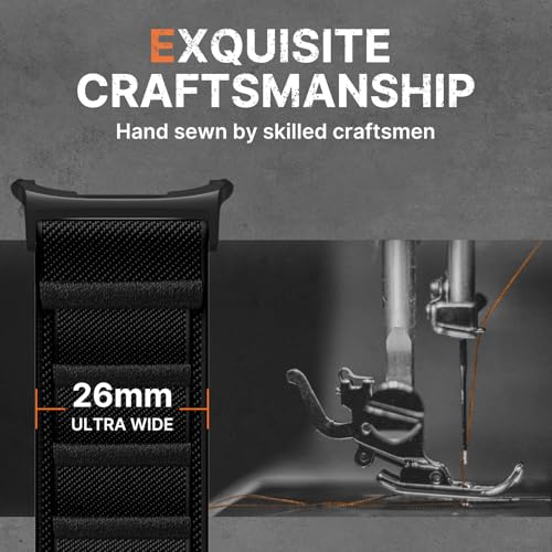 Image of Bandletic Compatible with Galaxy Watch Ultra Bands for Men, Rugged Stretchy Nylon Compatible with Samsung Galaxy Watch Ultra Band 47mm 2025 /2024, Soft Wide Sport Loop Strap with G-Hook, All Black