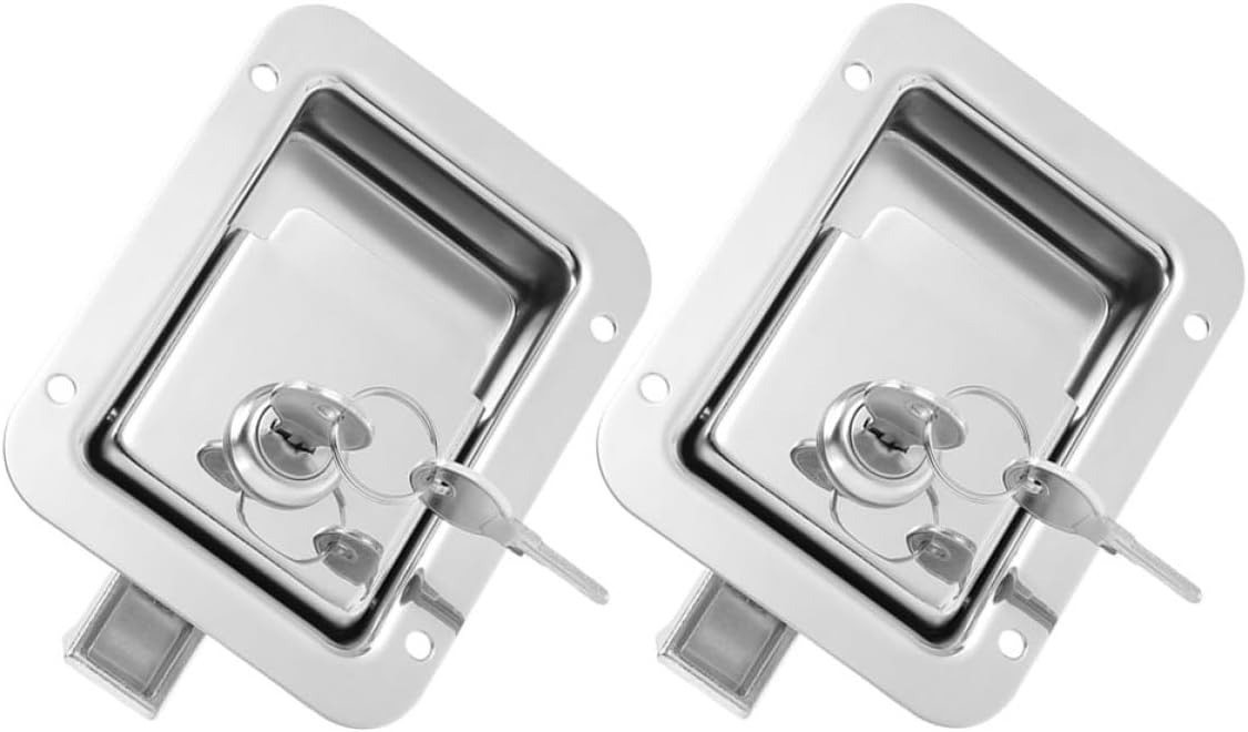2pcs Heavy Duty Stainless Steel Trailer Panel Lock Paddle Latch for Truck Toolbox and Rv Door, Flush Mount Replacement Latch for Trailer Door Security