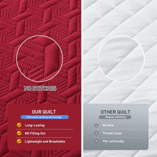 Lavsiry Full/Queen Quilt Bedding Set with Pillow Shams, Red by Lavsiry - Used condition - Image 5