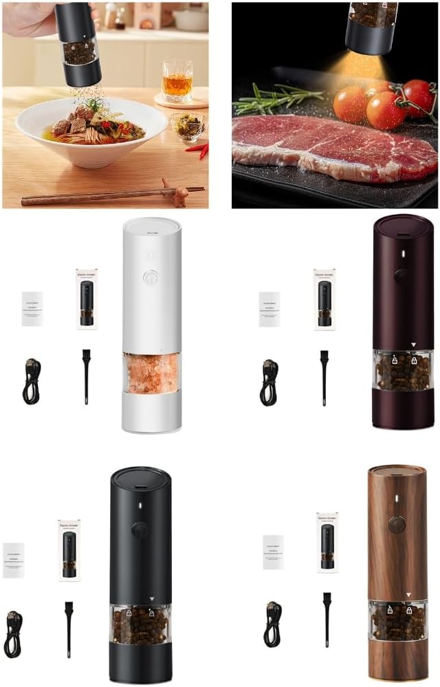 Large Capacity Electric Peppers Grinder USB Rechargeable Spices Mill for Home Adjustable Coarseness Sea Salt Grinder