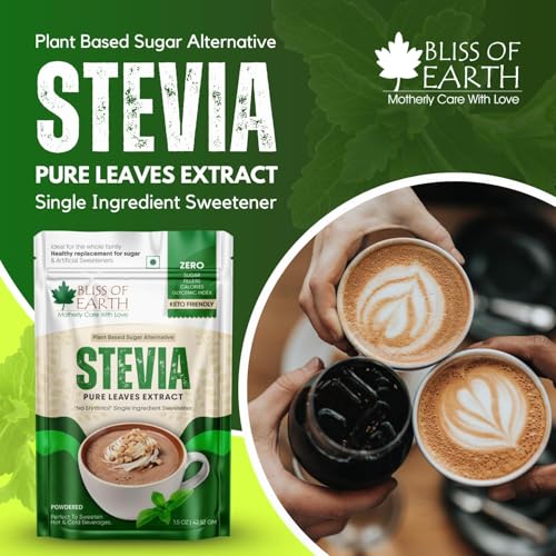 Image of Bliss of Earth Pure Stevia Extract Powder Without Erythritol | Natural Zero Calorie Sweetener | Sugar Free Stevia Extract | Organic Sugar Alternative | Keto Friendly Stevia Sugar for Everyday Sweetness 42.52g