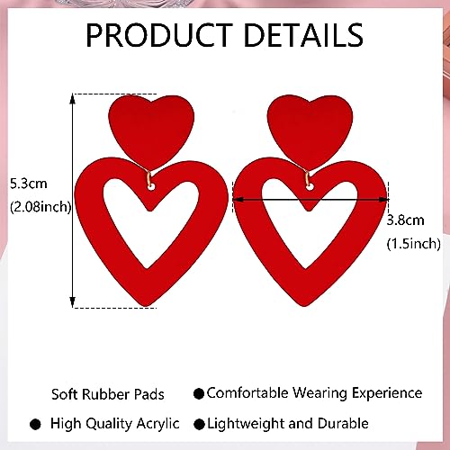 FIBO STEEL Clip on Pink Heart Earrings for Women Dangle Drop Earrings Dangling Double Heart Love Non Pierced Pink Jewlery2